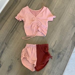 Five Dancewear Short Set Pink & Cranberry